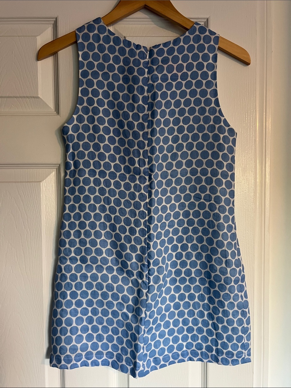 Blue Polka Dot Linen Shift Dress - Picture 3 of 5